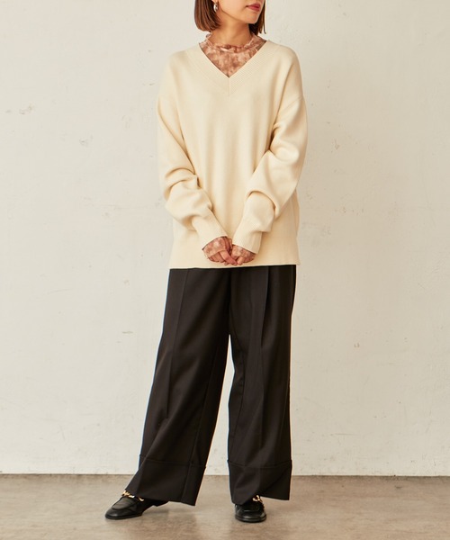 Lui's（ルイス）の「タイダイプリントシアーハイネックトップス（Tシャツ/カットソー・レディース・ベージュ/グレー/ホワイト・FREE）」の4枚目の写真