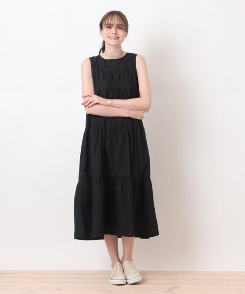Cutie Blonde(キューティーブロンド)の「◆【S-L】ティアードロングワンピース(ワンピース・レディース・ブラック系1/カーキ/ブラック・02/01/03)」の2枚目の写真