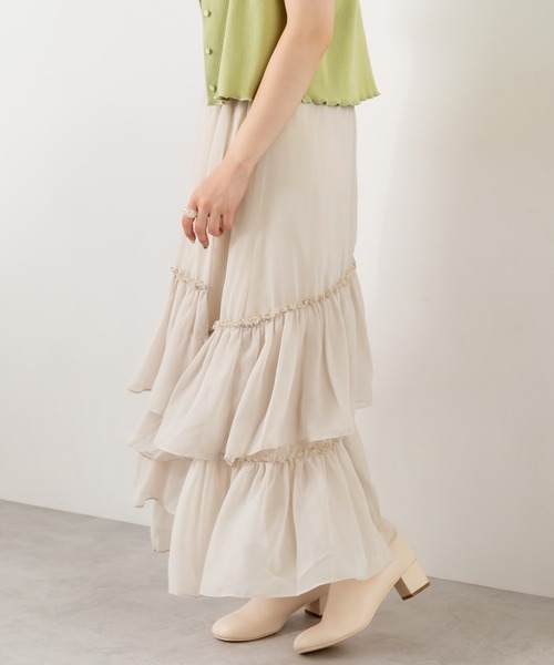 OLIVE des OLIVE(オリーブデオリーブ)の「ランダムティアードスカート(スカート・レディース・オフホワイト/サックスブルー/ライトブラウン・FREE)」の12枚目の写真