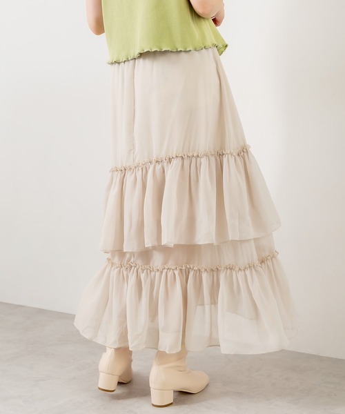OLIVE des OLIVE(オリーブデオリーブ)の「ランダムティアードスカート(スカート・レディース・オフホワイト/サックスブルー/ライトブラウン・FREE)」の15枚目の写真