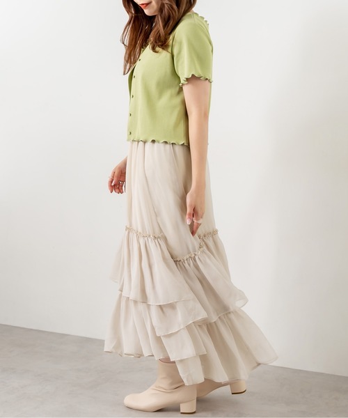 OLIVE des OLIVE(オリーブデオリーブ)の「ランダムティアードスカート(スカート・レディース・オフホワイト/サックスブルー/ライトブラウン・FREE)」の4枚目の写真