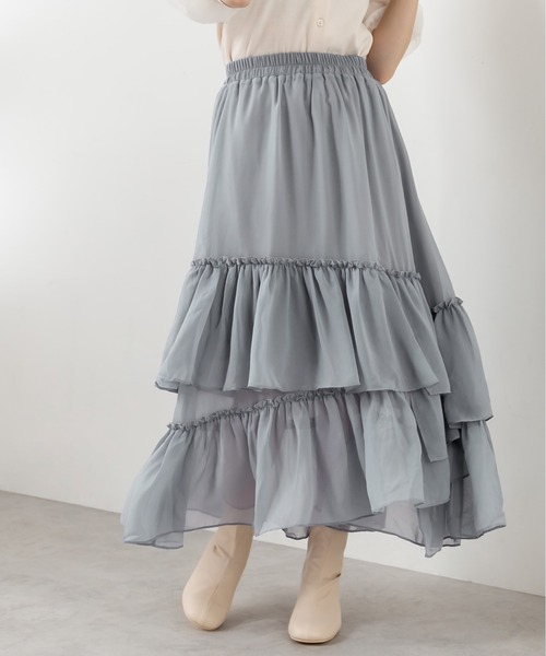 OLIVE des OLIVE(オリーブデオリーブ)の「ランダムティアードスカート(スカート・レディース・オフホワイト/サックスブルー/ライトブラウン・FREE)」の7枚目の写真