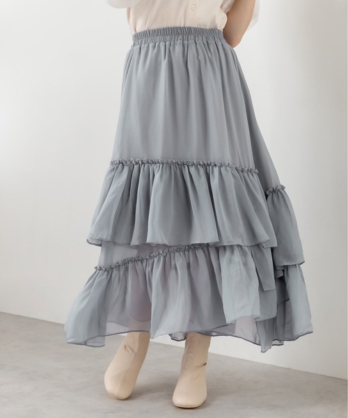 OLIVE des OLIVE(オリーブデオリーブ)の「ランダムティアードスカート(スカート・レディース・オフホワイト/サックスブルー/ライトブラウン・FREE)」の13枚目の写真