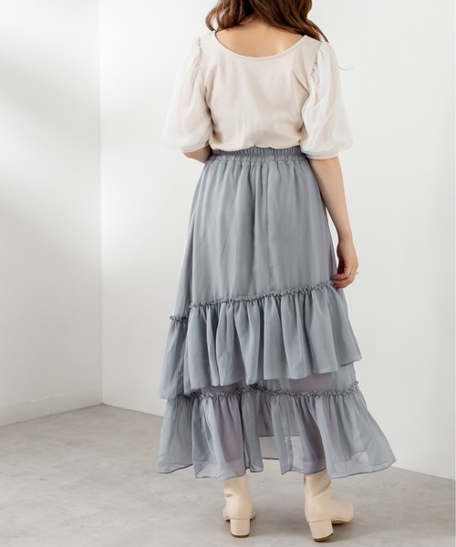 OLIVE des OLIVE(オリーブデオリーブ)の「ランダムティアードスカート(スカート・レディース・オフホワイト/サックスブルー/ライトブラウン・FREE)」の10枚目の写真