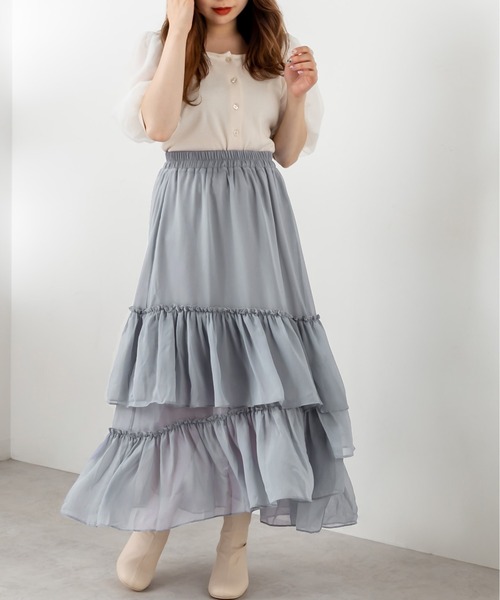 OLIVE des OLIVE(オリーブデオリーブ)の「ランダムティアードスカート(スカート・レディース・オフホワイト/サックスブルー/ライトブラウン・FREE)」の21枚目の写真