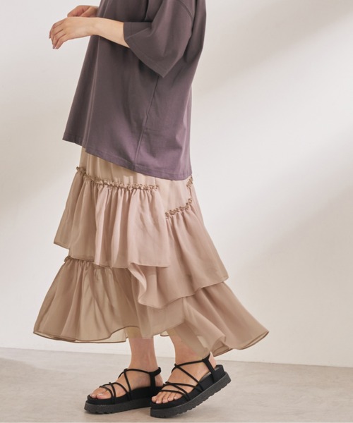 OLIVE des OLIVE(オリーブデオリーブ)の「ランダムティアードスカート(スカート・レディース・オフホワイト/サックスブルー/ライトブラウン・FREE)」の19枚目の写真