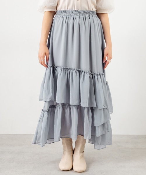 OLIVE des OLIVE(オリーブデオリーブ)の「ランダムティアードスカート(スカート・レディース・オフホワイト/サックスブルー/ライトブラウン・FREE)」の17枚目の写真
