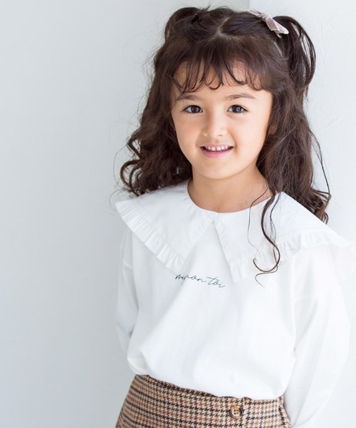 lulpini(ルルピー二)の「kids コットンロングスリーブロゴTシャツ(Tシャツ/カットソー・キッズ・ラベンダー/オフホワイト/モカ・S/L/M)」の17枚目の写真