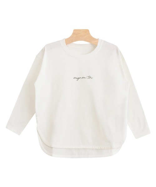 lulpini(ルルピー二)の「kids コットンロングスリーブロゴTシャツ(Tシャツ/カットソー・キッズ・ラベンダー/オフホワイト/モカ・S/L/M)」の6枚目の写真