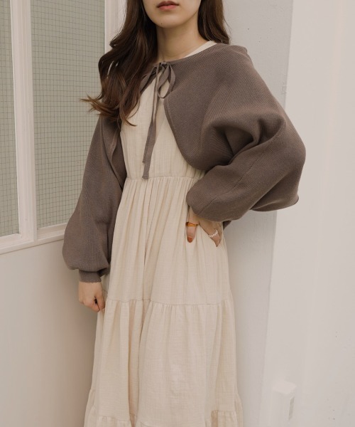 moi tytto(モイテュット)の「ショート丈リボンカーデ(カーディガン/ボレロ・レディース・モカ/ナチュラル・FREE)」の14枚目の写真