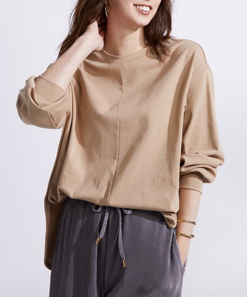 SAISON DE PAPILLON(セゾンドパピヨン)の「ビッグシルエットラウンドネックカットソー(Tシャツ/カットソー・レディース・ベージュ/ブラック/ホワイト/チャコール・M/L/S)」の2枚目の写真