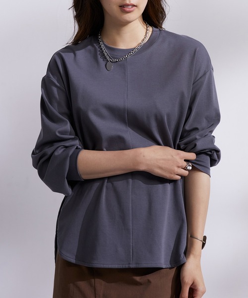 SAISON DE PAPILLON(セゾンドパピヨン)の「ビッグシルエットラウンドネックカットソー(Tシャツ/カットソー・レディース・ベージュ/ブラック/ホワイト/チャコール・M/L/S)」の4枚目の写真