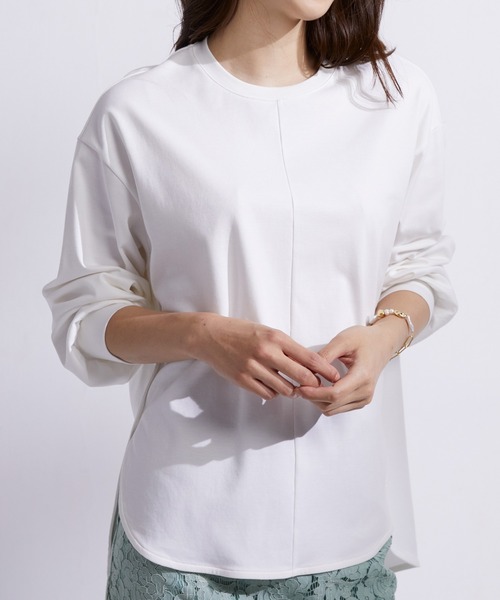 SAISON DE PAPILLON(セゾンドパピヨン)の「ビッグシルエットラウンドネックカットソー(Tシャツ/カットソー・レディース・ベージュ/ブラック/ホワイト/チャコール・M/L/S)」の21枚目の写真