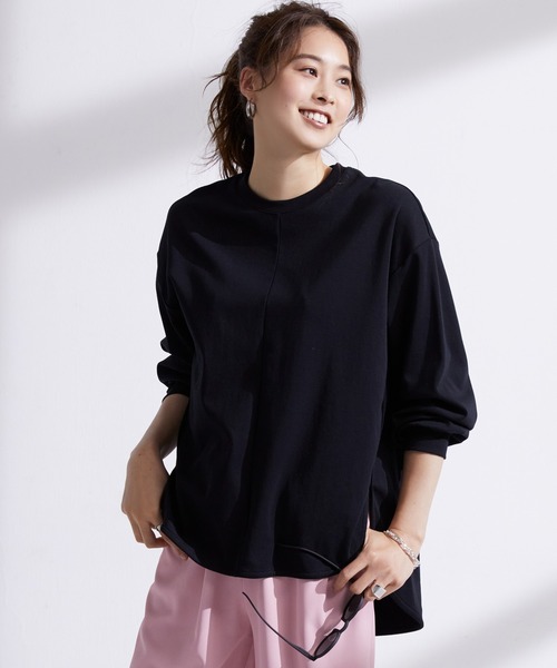 SAISON DE PAPILLON(セゾンドパピヨン)の「ビッグシルエットラウンドネックカットソー(Tシャツ/カットソー・レディース・ベージュ/ブラック/ホワイト/チャコール・M/L/S)」の9枚目の写真