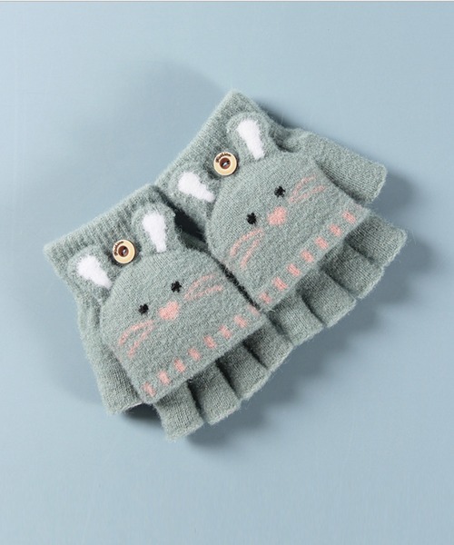 aimoha(アイモハ)の「【aimoha-KIDS-】【定番】2wayミトンカバー付き指切りアニマル耳モチーフ手袋グローブ(手袋・キッズ・グレー/ブルー/カーキ/ベージュ/ピンク/グレー系その他/オレンジ/ベージュ系その他・ONE SIZE)」の6枚目の写真