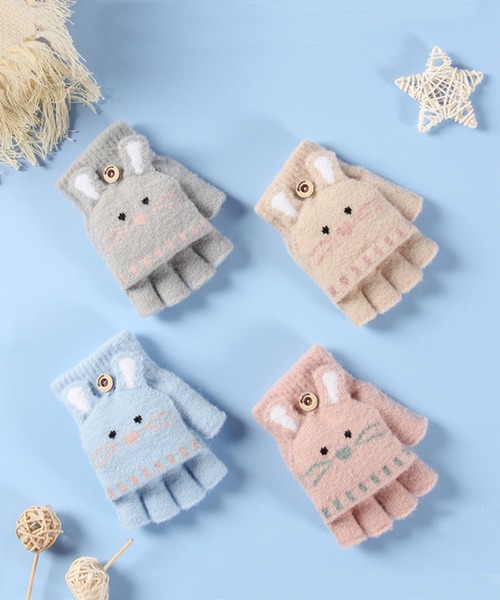 aimoha(アイモハ)の「【aimoha-KIDS-】【定番】2wayミトンカバー付き指切りアニマル耳モチーフ手袋グローブ(手袋・キッズ・グレー/ブルー/カーキ/ベージュ/ピンク/グレー系その他/オレンジ/ベージュ系その他・ONE SIZE)」の12枚目の写真
