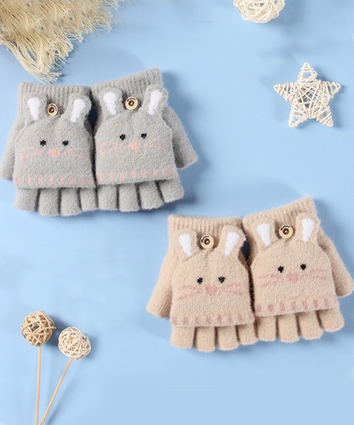 aimoha(アイモハ)の「【aimoha-KIDS-】【定番】2wayミトンカバー付き指切りアニマル耳モチーフ手袋グローブ(手袋・キッズ・グレー/ブルー/カーキ/ベージュ/ピンク/グレー系その他/オレンジ/ベージュ系その他・ONE SIZE)」の19枚目の写真