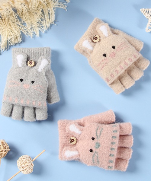 aimoha(アイモハ)の「【aimoha-KIDS-】【定番】2wayミトンカバー付き指切りアニマル耳モチーフ手袋グローブ(手袋・キッズ・グレー/ブルー/カーキ/ベージュ/ピンク/グレー系その他/オレンジ/ベージュ系その他・ONE SIZE)」の20枚目の写真