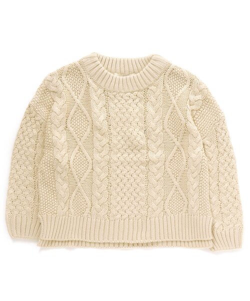 Seraph（セラフ）の「ビックシルエットケーブルトップス_ウォッシャブル（ニット/セーター・キッズ・マスタード/レンガ/アイボリー/ブルー・140/90/110/130/80/100/120/95）」の2枚目の写真