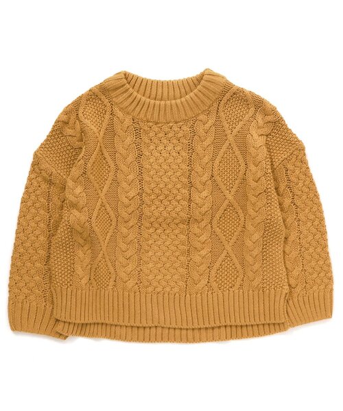 Seraph（セラフ）の「ビックシルエットケーブルトップス_ウォッシャブル（ニット/セーター・キッズ・マスタード/レンガ/アイボリー/ブルー・140/90/110/130/80/100/120/95）」の3枚目の写真