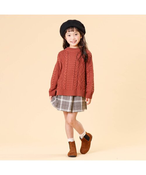 Seraph（セラフ）の「ビックシルエットケーブルトップス_ウォッシャブル（ニット/セーター・キッズ・マスタード/レンガ/アイボリー/ブルー・140/90/110/130/80/100/120/95）」の6枚目の写真