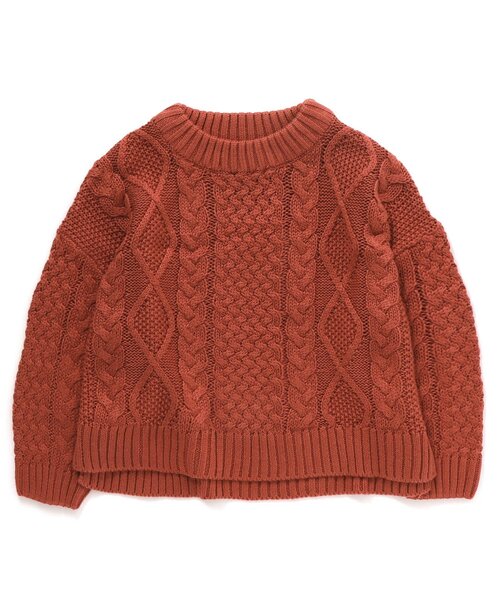 Seraph（セラフ）の「ビックシルエットケーブルトップス_ウォッシャブル（ニット/セーター・キッズ・マスタード/レンガ/アイボリー/ブルー・140/90/110/130/80/100/120/95）」の8枚目の写真