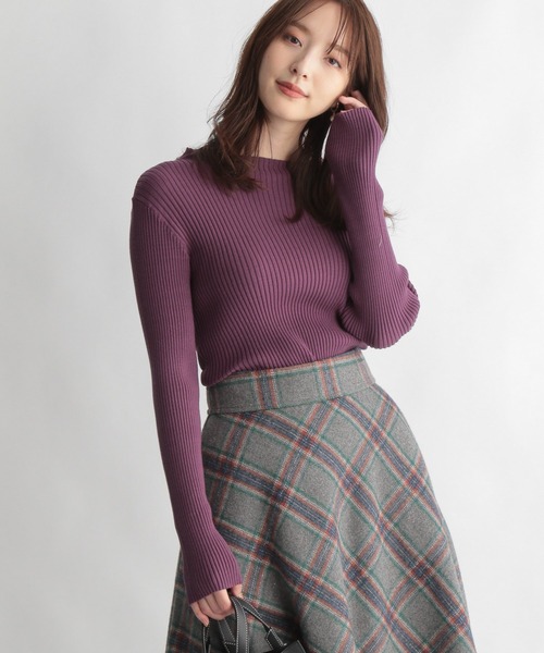 Andemiu（アンデミュウ）の「【サステナブル】プチハイリブニット239200（ニット/セーター・レディース・ブラック/ベージュ/ブルー/パープル/マスタード・FREE）」の5枚目の写真