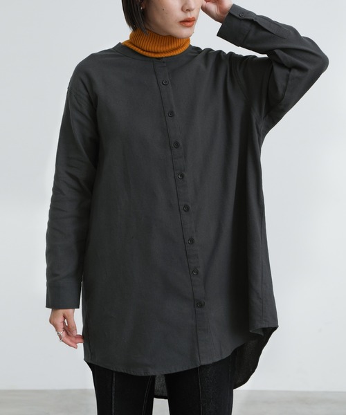 select MOCA(セレクトモカ)の「2021 AW バンドカラーベーシックコットンシャツ(シャツ/ブラウス・レディース・ホワイト/ブラック・FREE)」の1枚目の写真