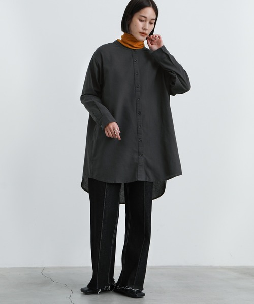 select MOCA(セレクトモカ)の「2021 AW バンドカラーベーシックコットンシャツ(シャツ/ブラウス・レディース・ホワイト/ブラック・FREE)」の5枚目の写真