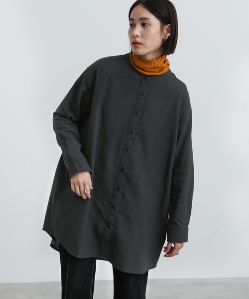 select MOCA(セレクトモカ)の「2021 AW バンドカラーベーシックコットンシャツ(シャツ/ブラウス・レディース・ホワイト/ブラック・FREE)」の3枚目の写真