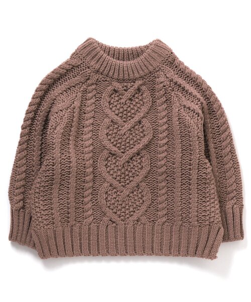 apres les cours（アプレレクール）の「ハート模様編みニットプルオーバー（ニット/セーター・キッズ・ベージュ/ピンク・90/140/120/100）」の2枚目の写真