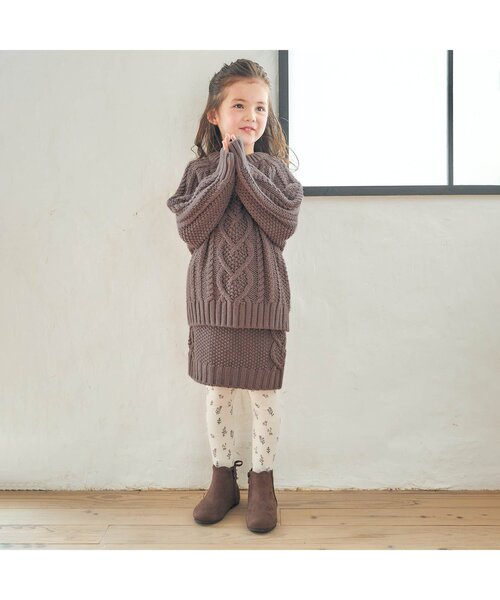 apres les cours（アプレレクール）の「ハート模様編みニットプルオーバー（ニット/セーター・キッズ・ベージュ/ピンク・90/140/120/100）」の3枚目の写真