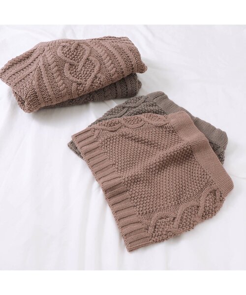 apres les cours（アプレレクール）の「ハート模様編みニットプルオーバー（ニット/セーター・キッズ・ベージュ/ピンク・90/140/120/100）」の6枚目の写真