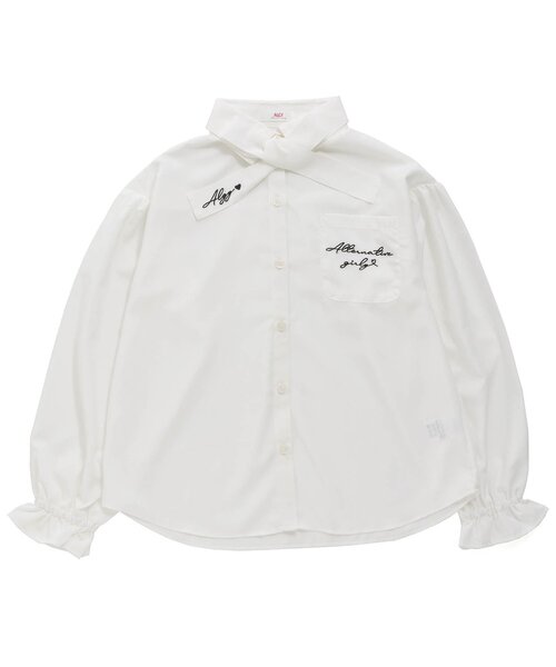 algy（アルジー）の「/ボウタイブラウス（シャツ/ブラウス・キッズ・オフホワイト/ベージュ・SMALL/X-SMALL/MEDIUM/XX-SMALL）」の2枚目の写真