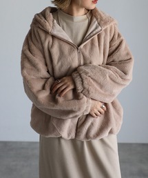 Fizz | 【Fizz/フィズ】　フロントジップ　フード付きフェイクファーブルゾン(ブルゾン)