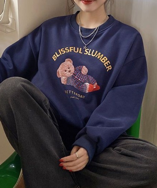 MANGROVE（マングローブ）の「テディベアグラフィックトレーナー（スウェット・レディース・ライトグレー/ピンク/ネイビー・FREE）」の19枚目の写真