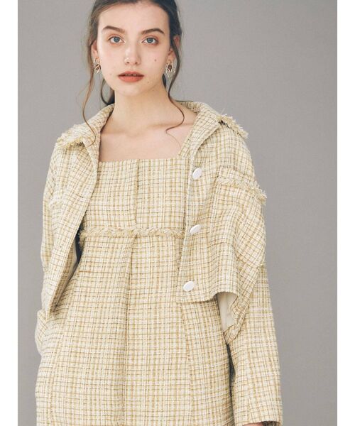 MERCURYDUO（マーキュリーデュオ）の「ツィードショートジャケット（テーラードジャケット・レディース・ブラック/イエロー・FREE）」の12枚目の写真