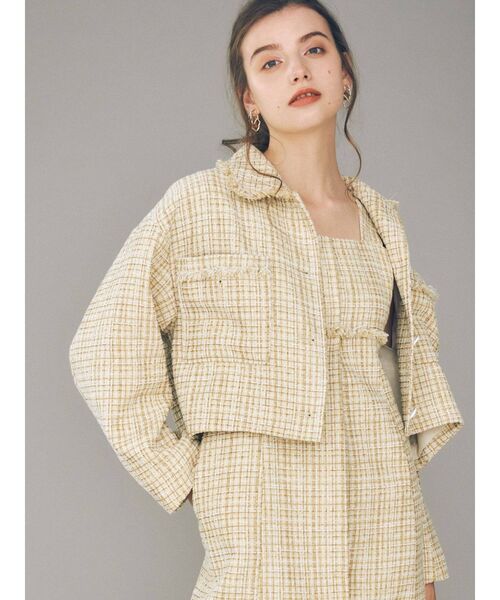 MERCURYDUO（マーキュリーデュオ）の「ツィードショートジャケット（テーラードジャケット・レディース・ブラック/イエロー・FREE）」の18枚目の写真