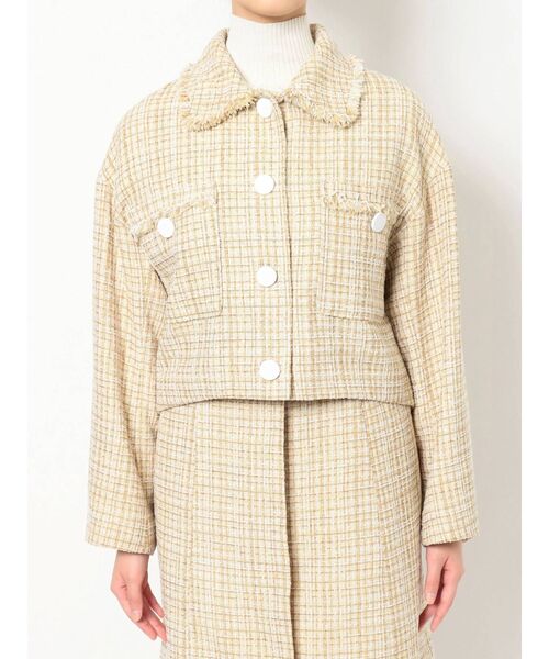 MERCURYDUO（マーキュリーデュオ）の「ツィードショートジャケット（テーラードジャケット・レディース・ブラック/イエロー・FREE）」の4枚目の写真