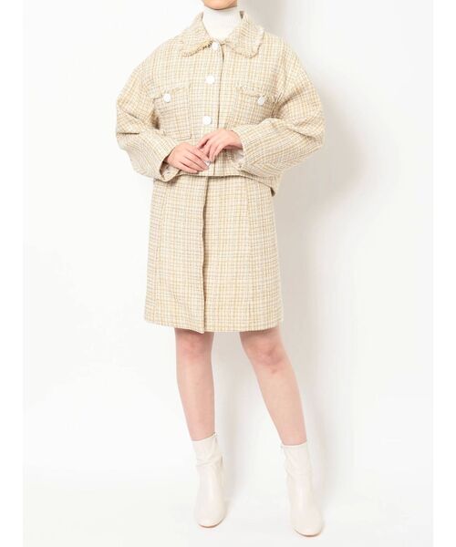 MERCURYDUO（マーキュリーデュオ）の「ツィードショートジャケット（テーラードジャケット・レディース・ブラック/イエロー・FREE）」の8枚目の写真