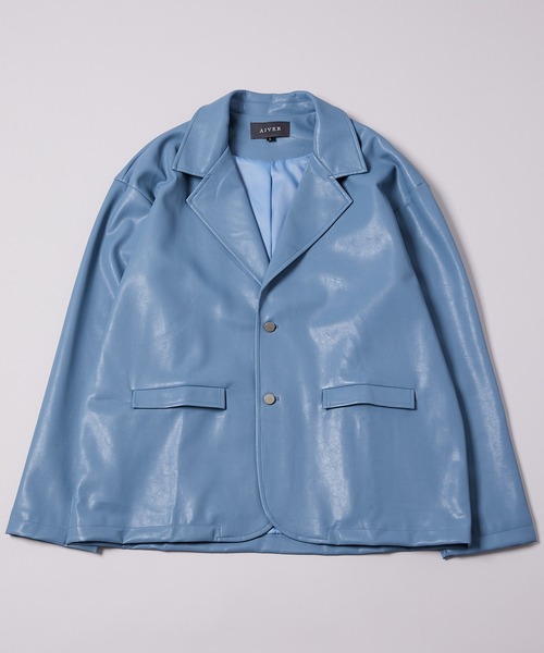 AIVER（アイバー）の「AIVER　ヴィーガンレザージャケット（テーラードジャケット・メンズ・ライトブルー/ブラック/アイボリー・MEDIUM/LARGE）」の13枚目の写真