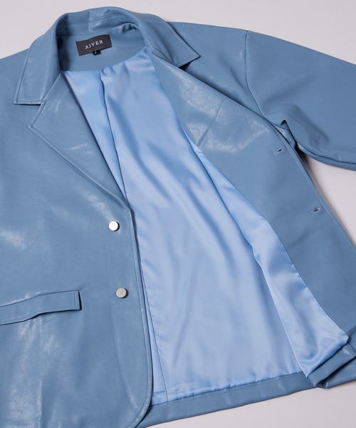 AIVER（アイバー）の「AIVER　ヴィーガンレザージャケット（テーラードジャケット・メンズ・ライトブルー/ブラック/アイボリー・MEDIUM/LARGE）」の18枚目の写真