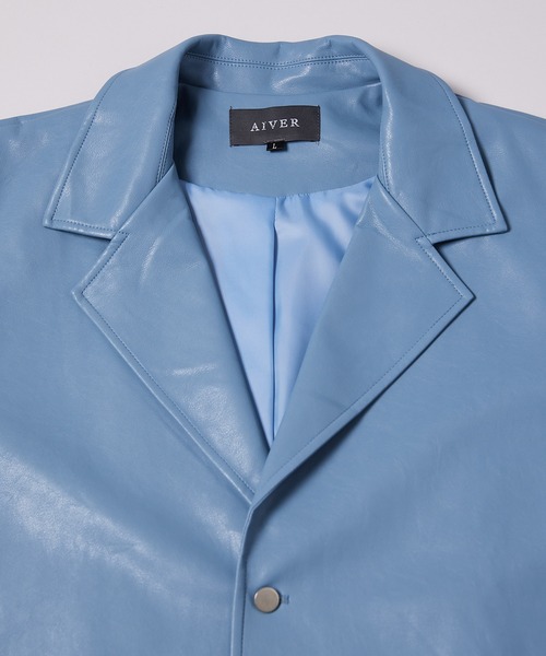 AIVER（アイバー）の「AIVER　ヴィーガンレザージャケット（テーラードジャケット・メンズ・ライトブルー/ブラック/アイボリー・MEDIUM/LARGE）」の22枚目の写真