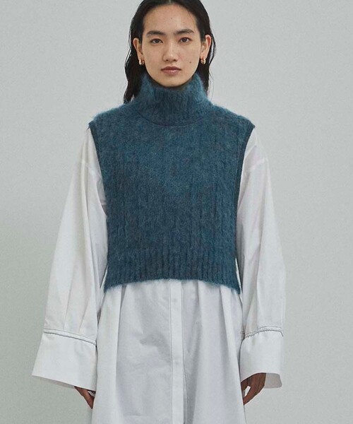 CITY TOKYO(シティトウキョウ)の「モヘアウールタートルニットベスト(ベスト・レディース・オレンジ/ブルー・FREE)」の7枚目の写真