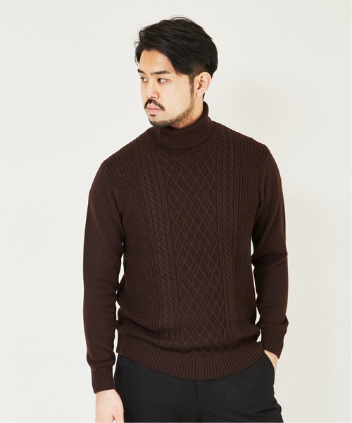 EDIFICE（エディフィス）の「【ZEGNA BARUFFA / ゼニアバルファ】 7ゲージ タートルネック ケーブルニット（ニット/セーター・メンズ・ホワイト/チャコールグレー/ライトブルー/ブラウン・SMALL/MEDIUM/LARGE）」の15枚目の写真