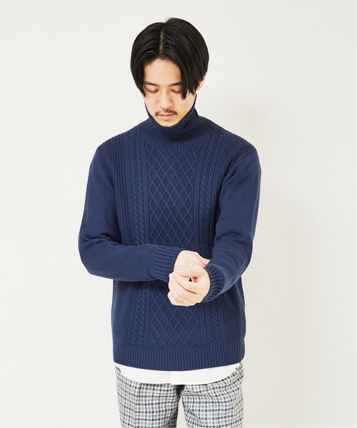 EDIFICE（エディフィス）の「【ZEGNA BARUFFA / ゼニアバルファ】 7ゲージ タートルネック ケーブルニット（ニット/セーター・メンズ・ホワイト/チャコールグレー/ライトブルー/ブラウン・SMALL/MEDIUM/LARGE）」の11枚目の写真