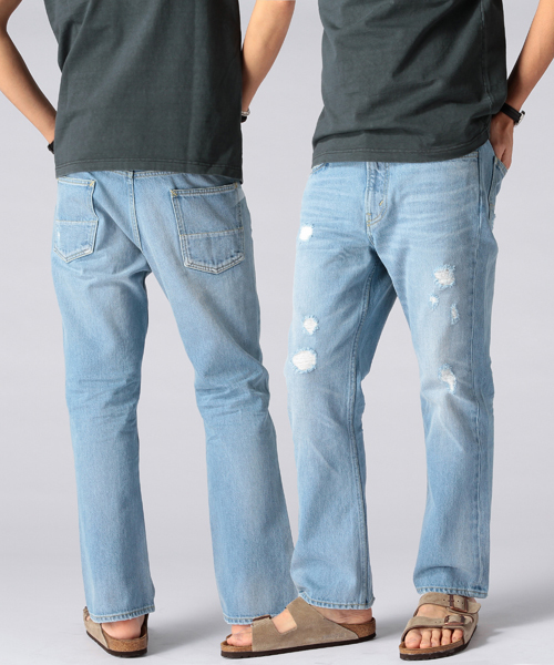 BEAMS(ビームス)の「BEAMS / S/L シューカット ダメージ デニムパンツ(デニムパンツ・メンズ・サックスブルー・LARGE/MEDIUM/SMALL)」の1枚目の写真