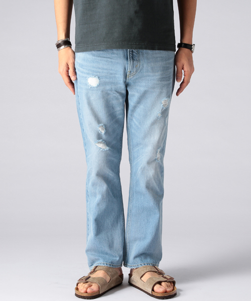 BEAMS(ビームス)の「BEAMS / S/L シューカット ダメージ デニムパンツ(デニムパンツ・メンズ・サックスブルー・LARGE/MEDIUM/SMALL)」の2枚目の写真