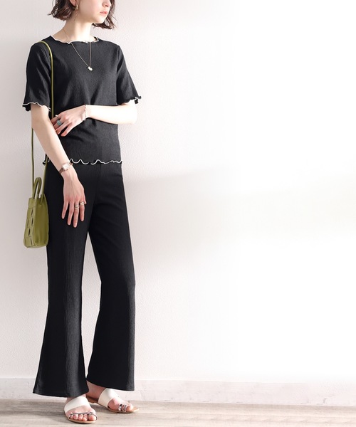 セール】夏に大活躍！胸きゅん、褒められトップス。配色メロウ5分袖