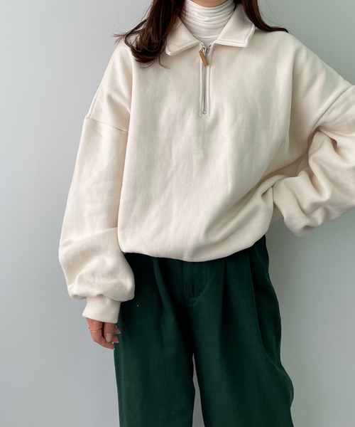 LE MORE（リモア）の「ハーフジップスウェット（スウェット・レディース・アイボリー/オートミール・FREE）」の11枚目の写真